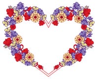 Cadre en forme de coeur avec les fleurs décoratives Photo stock Cadre en forme de coeur avec les fleurs décoratives Photo stock