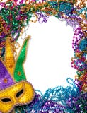 Cadre fait en programme et masque de mardi gras sur le blanc photos libres de droits Cadre fait en programme et masque de mardi gras sur le blanc photos libres de droits