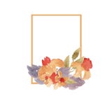 cadre lâche d'aquarelle avec les fleurs oranges et violettes illustration stock cadre lâche d'aquarelle avec les fleurs oranges et violettes illustration stock