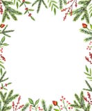 Cadre rectangulaire d'aquarelle avec des compositions en Noël illustration libre de droits Cadre rectangulaire d'aquarelle avec des compositions en Noël illustration libre de droits