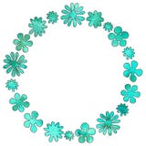 Cadre rond des fleurs Dessin d'aquarelle avec une course de d?coupe sur un fond blanc, pour la conception des invitations illustration stock Cadre rond des fleurs Dessin d'aquarelle avec une course de d?coupe sur un fond blanc, pour la conception des invitations illustration stock