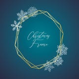 Cadre sensible d'or de Noël de vecteur avec des flocons de neige illustration stock Cadre sensible d'or de Noël de vecteur avec des flocons de neige illustration stock