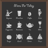Cafe Icons On Board Stock Photography
