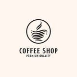 Caffetteria premio Logo Design, con la linea stile illustrazione di stock Caffetteria premio Logo Design, con la linea stile illustrazione di stock