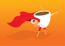 Café da manhã do café do super-herói que aponta a ajuda ao salvamento da manhã ilustração stock Café da manhã do café do super-herói que aponta a ajuda ao salvamento da manhã ilustração stock
