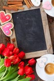 Café del día de tarjetas del día de San Valentín fotos de archivo libres de regalías Café del día de tarjetas del día de San Valentín fotos de archivo libres de regalías