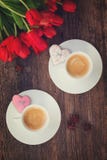 Café del día de tarjetas del día de San Valentín fotos de archivo libres de regalías Café del día de tarjetas del día de San Valentín fotos de archivo libres de regalías