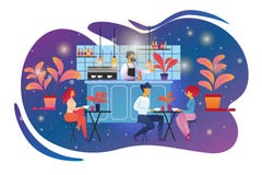 Caf? que visita de la gente y bebidas de consumici?n en barra libre illustration Caf? que visita de la gente y bebidas de consumici?n en barra libre illustration