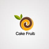 Cakefruit op bruine embleemvector, pictogram, element, en malplaatje voor bedrijf stock illustratie Cakefruit op bruine embleemvector, pictogram, element, en malplaatje voor bedrijf stock illustratie