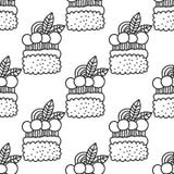 Cakes And Cupcakes. Black And White Seamless Pattern For Coloring Books Or Pages. Vector Stock Photo Cakes And Cupcakes. Black And White Seamless Pattern For Coloring Books Or Pages. Vector Stock Photo