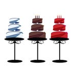 Cakes op drie niveaus op geïsoleerded tribunes royalty-vrije illustratie Cakes op drie niveaus op geïsoleerded tribunes royalty-vrije illustratie