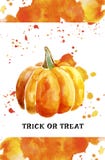 Calabaza de la acuarela de Halloween con el chapoteo del color ilustración del vector Calabaza de la acuarela de Halloween con el chapoteo del color ilustración del vector