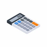 A calculadora eletrônica, isométrica, conceito calcula a finança da conta, equipamento de escritório, finança, negócio, nen ilustração stock A calculadora eletrônica, isométrica, conceito calcula a finança da conta, equipamento de escritório, finança, negócio, nen ilustração stock