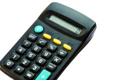 Calculadora negra aislada en el fondo blanco imágenes de archivo libres de regalías Calculadora negra aislada en el fondo blanco imágenes de archivo libres de regalías