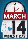 Calendar and Clock Promoting the Time to Celebrate Pi Day, Vector Illustration stock illustration Calendar and Clock Promoting the Time to Celebrate Pi Day, Vector Illustration stock illustration