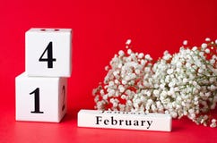 Calendar happy Valentine`s Day on a red background stock photography Calendar happy Valentine`s Day on a red background stock photography