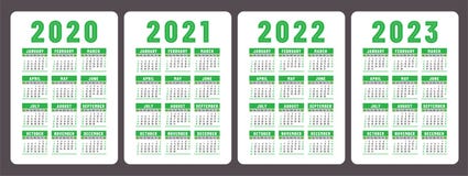Calendar 2020 2021 2022 And 2023 English Color Vector Set Week Starts On Sunday Vertical Calender Design Template Design Stock Vector Illustration Of 2023 Basic 146780358 calendario 20221