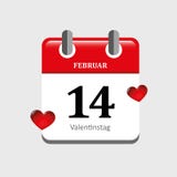 Calendar with 14 february red hearts vector illustration Calendar with 14 february red hearts vector illustration