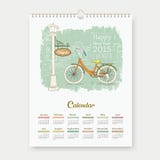 Calendar 2015, happy new year enjoy bicycle design vector illustration Calendar 2015, happy new year enjoy bicycle design vector illustration