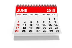 Calendar June 2018. 3d rendering Royalty Free Stock Photo Calendar June 2018. 3d rendering Royalty Free Stock Photo