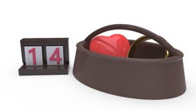 Calendar objekt och begreppet för dag för korgvalentin` s, tolkningen 3d stock illustrationer Calendar objekt och begreppet för dag för korgvalentin` s, tolkningen 3d stock illustrationer