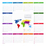 Calendar 2016 Vector Design Template and World Map stock illustration Calendar 2016 Vector Design Template and World Map stock illustration
