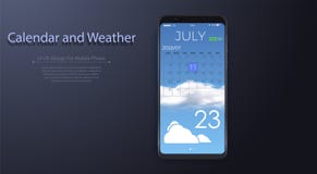 Calendar and Weather App With To Do List and Tasks UI UX Design For Mobile Phone stock illustration Calendar and Weather App With To Do List and Tasks UI UX Design For Mobile Phone stock illustration