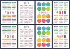 Calendar 2019, 2020 years. Basic vector set. Week starts on Sund stock illustration Calendar 2019, 2020 years. Basic vector set. Week starts on Sund stock illustration