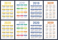 Calendar 2019, 2020 years. Basic vector set. Week starts on Sund vector illustration Calendar 2019, 2020 years. Basic vector set. Week starts on Sund vector illustration