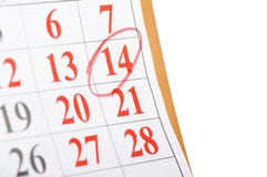 Calendario con la data del biglietto di S. Valentino della st Fotografia Stock