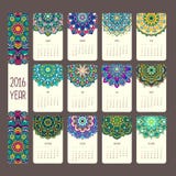 Calendario 2016 con le mandale illustrazione di stock Calendario 2016 con le mandale illustrazione di stock