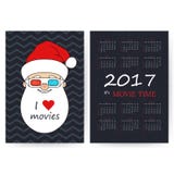 Calendario con Santa In 3D-glasses ilustración del vector Calendario con Santa In 3D-glasses ilustración del vector