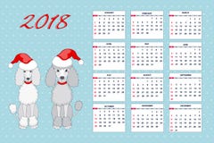 Calendario creativo con il cane di piccola taglia tirato per l'anno 2018 della parete royalty illustrazione gratis Calendario creativo con il cane di piccola taglia tirato per l'anno 2018 della parete royalty illustrazione gratis