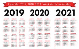 Calendario 2019, 2020, del bolsillo sistema 2021 Plantilla simple básica Comienzo de la semana el domingo stock de ilustración Calendario 2019, 2020, del bolsillo sistema 2021 Plantilla simple básica Comienzo de la semana el domingo stock de ilustración