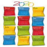 Calendario formato cuadrado decorativo y colorido de 2020, con los días de fiesta de Francia ilustración del vector Calendario formato cuadrado decorativo y colorido de 2020, con los días de fiesta de Francia ilustración del vector