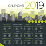 Calendario internacional del negocio 2019 - plantilla del vector ilustración del vector Calendario internacional del negocio 2019 - plantilla del vector ilustración del vector