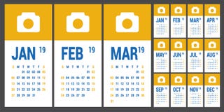 Calendario 2019 Plantilla inglesa del calendario Rejilla del vector BU de la oficina libre illustration Calendario 2019 Plantilla inglesa del calendario Rejilla del vector BU de la oficina libre illustration