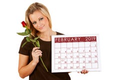 Calendario 2019: Tenuta di febbraio Valentine Rose fotografia stock libera da diritti Calendario 2019: Tenuta di febbraio Valentine Rose fotografia stock libera da diritti