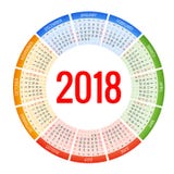 calendrier de 2018 cercles Calibre d'impression La semaine commence dimanche Orientation de portrait Ensemble de 12 mois Planific illustration stock calendrier de 2018 cercles Calibre d'impression La semaine commence dimanche Orientation de portrait Ensemble de 12 mois Planific illustration stock