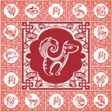 Calendário chinês com todo o zodíaco ilustração stock Calendário chinês com todo o zodíaco ilustração stock