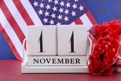 Calendário do dia de veteranos para o 11 de novembro foto de stock Calendário do dia de veteranos para o 11 de novembro foto de stock