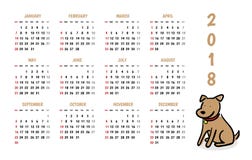 calendário do vetor do ano novo de 2018 cães com estilo bonito dos desenhos animados da garatuja ilustração stock calendário do vetor do ano novo de 2018 cães com estilo bonito dos desenhos animados da garatuja ilustração stock