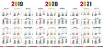 Calendário espanhol 2019-2021 ilustração royalty free Calendário espanhol 2019-2021 ilustração royalty free