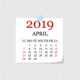 Calendário mensal 2019 com onda da página Calendário do rasgo-fora para abril Fundo branco Ilustração do vetor ilustração royalty free Calendário mensal 2019 com onda da página Calendário do rasgo-fora para abril Fundo branco Ilustração do vetor ilustração royalty free