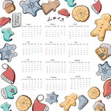 Calendário para 2019 com mão ilustração do vetor Calendário para 2019 com mão ilustração do vetor