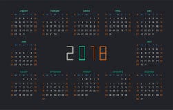 Calendário por 2018 anos no fundo preto ilustração royalty free Calendário por 2018 anos no fundo preto ilustração royalty free