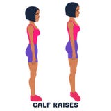 Calf raises. Sport exersice. Silhouettes of woman doing exercise. Workout, training