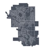 Calgary map. Detailed map of Calgary city poster with streets. Cityscape vector