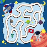 Calibre de jeu de labyrinthe avec le vaisseau spatial dans l'espace illustration stock Calibre de jeu de labyrinthe avec le vaisseau spatial dans l'espace illustration stock