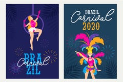 Calibre de scénographie d'affiches de carnaval Carte de voeux ou invitation colorée de festival du Brésil Concept de Carnaval illustration stock Calibre de scénographie d'affiches de carnaval Carte de voeux ou invitation colorée de festival du Brésil Concept de Carnaval illustration stock